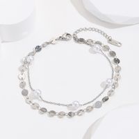 Simple Style Round Stainless Steel Imitation Pearl Layered Women's Anklet sku image 1