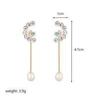 1 Pair Ig Style Flower Plating Chain Inlay Copper Artificial Crystal Freshwater Pearl Zircon 14k Gold Plated Drop Earrings sku image 1