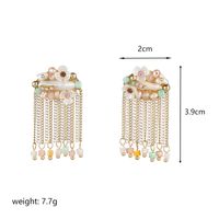 1 Pair Ig Style Flower Plating Chain Inlay Copper Artificial Crystal Freshwater Pearl Zircon 14k Gold Plated Drop Earrings sku image 3