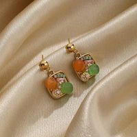 1 Pair Ig Style Multicolor Plating Inlay Metal Copper Artificial Crystal Resin Zircon 14k Gold Plated Drop Earrings Ear Studs main image 3