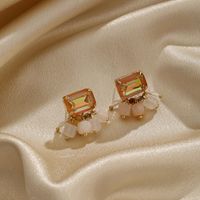 1 Pair Ig Style Multicolor Plating Inlay Metal Copper Artificial Crystal Resin Zircon 14k Gold Plated Drop Earrings Ear Studs main image 4