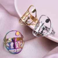 Wholesale Casual Cat Stainless Steel Open Rings main image 1
