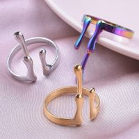 Wholesale Basic Geometric Stainless Steel Plating Open Rings main image 1