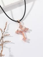 Classic Style Cross Copper Plating Inlay Zircon 18k Gold Plated Rose Gold Plated Silver Plated Unisex Pendant Necklace main image 4