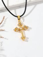 Classic Style Cross Copper Plating Inlay Zircon 18k Gold Plated Rose Gold Plated Silver Plated Unisex Pendant Necklace main image 7