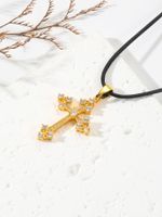 Classic Style Cross Copper Plating Inlay Zircon 18k Gold Plated Rose Gold Plated Silver Plated Unisex Pendant Necklace main image 6