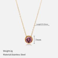 Simple Style Round Stainless Steel Plating Rhinestones Pendant Necklace sku image 58