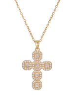 Vintage Style Cross Stainless Steel Copper 18k Gold Plated Pendant Necklace In Bulk main image 4