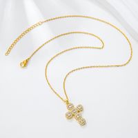 Vintage Style Cross Stainless Steel Copper 18k Gold Plated Pendant Necklace In Bulk main image 3