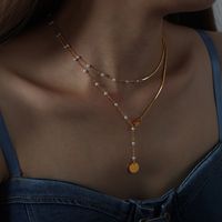 Elegant Luxurious Vacation Pearl Imitation Pearl Titanium Steel Beaded Plating 18k Gold Plated Women's Double Layer Necklaces main image 4