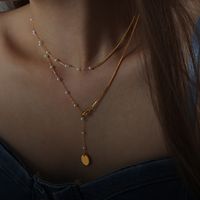 Elegant Luxurious Vacation Pearl Imitation Pearl Titanium Steel Beaded Plating 18k Gold Plated Women's Double Layer Necklaces main image 7