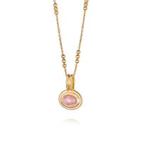 Natural Stone Copper Vacation Simple Style Plating Inlay Round Natural Stone Zircon Pendant Necklace main image 4