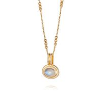 Natural Stone Copper Vacation Simple Style Plating Inlay Round Natural Stone Zircon Pendant Necklace main image 3