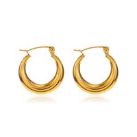 1 Pair Simple Style Round Plating 304 Stainless Steel 18K Gold Plated Hoop Earrings main image 6