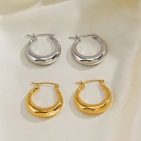 1 Pair Simple Style Round Plating 304 Stainless Steel 18K Gold Plated Hoop Earrings main image 5