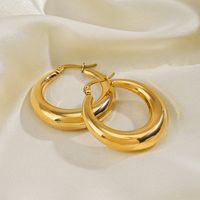 1 Paire Style Simple Rond Placage Acier Inoxydable 304 Plaqué Or 18K Boucles D'oreilles Cerceau main image 4