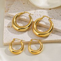 1 Pair Simple Style Round Plating 304 Stainless Steel 18K Gold Plated Hoop Earrings main image 2