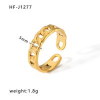 Stainless Steel 18K Gold Plated Ethnic Style Streetwear Plating Geometric Natural Stone Open Ring sku image 19
