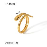 Stainless Steel 18K Gold Plated Ethnic Style Streetwear Plating Geometric Natural Stone Open Ring sku image 24