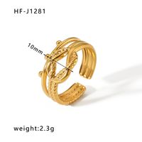 Stainless Steel 18K Gold Plated Ethnic Style Streetwear Plating Geometric Natural Stone Open Ring sku image 18