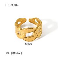 Stainless Steel 18K Gold Plated Ethnic Style Streetwear Plating Geometric Natural Stone Open Ring sku image 25
