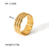 Stainless Steel 18K Gold Plated Ethnic Style Streetwear Plating Geometric Natural Stone Open Ring sku image 22