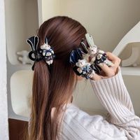 Princess Cute Bear Bow Knot Plastic Cloth Inlay Rhinestones Hair Claws main image 1