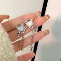 Wholesale Jewelry Ig Style Sweet Heart Shape Alloy Artificial Gemstones Inlay Drop Earrings main image 4