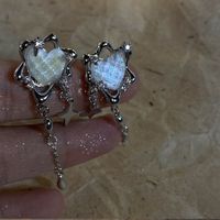 Wholesale Jewelry Ig Style Sweet Heart Shape Alloy Artificial Gemstones Inlay Drop Earrings main image 5