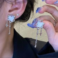 Bijoux En Gros Style Ig Sucré Forme De Cœur Alliage Pierres Précieuses Artificielles Incruster Boucles D'oreilles main image 7