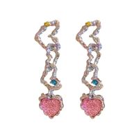 Wholesale Jewelry Sweet Heart Shape Alloy Resin Drop Earrings sku image 1