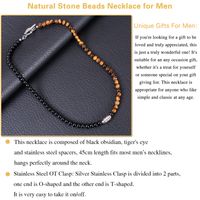 Simple Style Classic Style Round Natural Stone Tiger Eye Obsidian Beaded Handmade Unisex Necklace main image 3