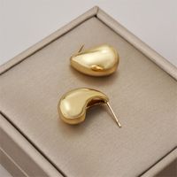 1 Pair Simple Style Water Droplets Polishing Plating Copper 18k Gold Plated Ear Studs main image 4