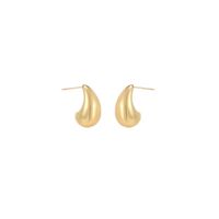 1 Paire Style Simple Les Gouttelettes D'eau Polissage Placage Le Cuivre Plaqué Or 18k Boucles D'oreilles main image 2