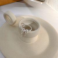 Einfacher Stil Bogenknoten Sterling Silber Versilbert Offener Ring In Masse main image 3