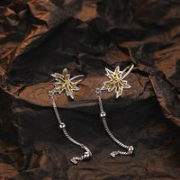 1 Pair Casual Simple Style Maple Leaf Plating Hollow Out Sterling Silver 24k Gold Plated White Gold Plated Drop Earrings main image 1