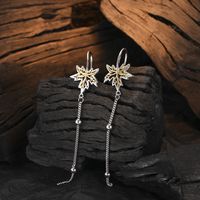1 Pair Casual Simple Style Maple Leaf Plating Hollow Out Sterling Silver 24k Gold Plated White Gold Plated Drop Earrings main image 3