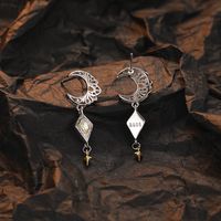 1 Pair Ig Style Star Moon Plating Hollow Out Inlay Sterling Silver Zircon 24k Gold Plated White Gold Plated Drop Earrings main image 4