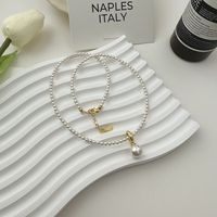 Baroque Style Geometric Artificial Crystal Sterling Silver Plating Artificial Pearls 24k Gold Plated White Gold Plated Necklace Pendant main image 4
