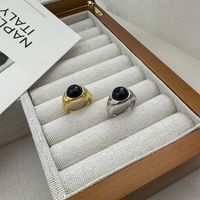 Basic Geometric Sterling Silver 24k Gold Plated White Gold Plated Agate Open Rings In Bulk main image 5