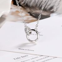 Basic Solid Color Sterling Silver White Gold Plated Zircon Necklace In Bulk main image 1