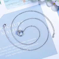 Basic Solid Color Sterling Silver White Gold Plated Zircon Necklace In Bulk main image 4