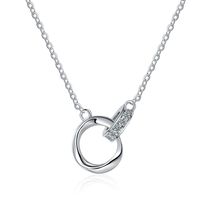 Basic Solid Color Sterling Silver White Gold Plated Zircon Necklace In Bulk main image 2