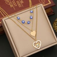 Wholesale Commute Heart Shape Stainless Steel Plating 18K Gold Plated Pendant Necklace sku image 6
