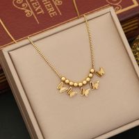 Wholesale Retro Commute Butterfly Stainless Steel Plating 18K Gold Plated Pendant Necklace sku image 1