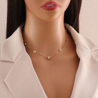 Wholesale Simple Style Commute Heart Shape Stainless Steel Plating Inlay 18K Gold Plated Zircon Pendant Necklace main image 3