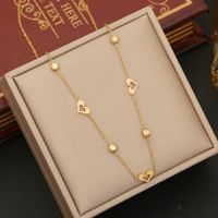 Wholesale Simple Style Commute Heart Shape Stainless Steel Plating Inlay 18K Gold Plated Zircon Pendant Necklace sku image 2