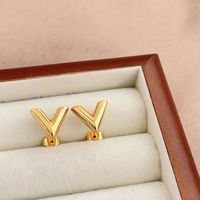 1 Pair IG Style Commute Letter Plating Hollow Out Stainless Steel 18K Gold Plated Ear Studs main image 5