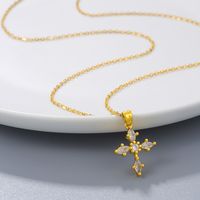 Elegant Streetwear Cross Stainless Steel Copper Plating Inlay Zircon 18k Gold Plated Pendant Necklace main image 6