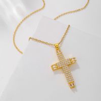 Elegant Streetwear Cross Stainless Steel Copper Plating Inlay Zircon 18k Gold Plated Pendant Necklace main image 4